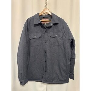 Rugged Elements Mens Grey Quilted Lined Snap Front Shirt Jacket Large